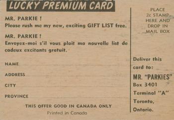 1954-55 Parkhurst - Lucky Premium Card #13 Paul Masnick Back