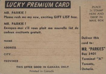 1954-55 Parkhurst - Lucky Premium Card #54 Joe Klukay Back