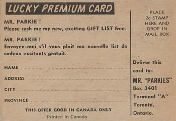 1954-55 Parkhurst - Lucky Premium Card #73 Camille Henry Back