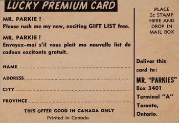 1954-55 Parkhurst - Lucky Premium Card #74 Dean Prentice Back