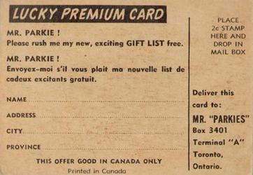 1954-55 Parkhurst - Lucky Premium Card #83 Ike Hildebrand Back