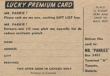 1954-55 Parkhurst - Lucky Premium Card #85 Larry Wilson Back