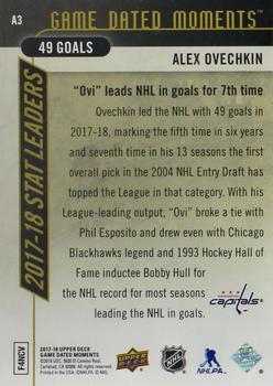 2017-18 Upper Deck Game Dated Moments - Achievements #A3 Alex Ovechkin Back