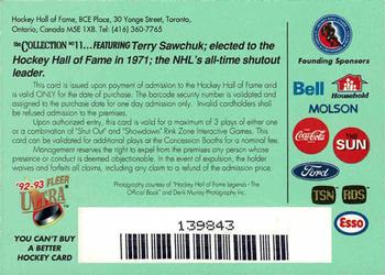 1992-93 Ultra Hockey Hall of Fame The Collection #11 Terry Sawchuk Back
