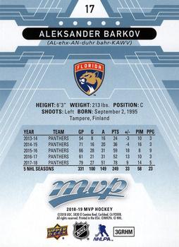 2018-19 Upper Deck MVP - Factory Set Blue #17 Aleksander Barkov Back
