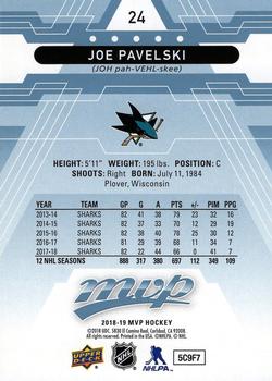 2018-19 Upper Deck MVP - Factory Set Blue #24 Joe Pavelski Back