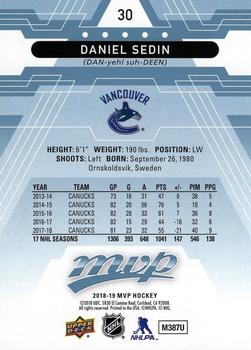 2018-19 Upper Deck MVP - Factory Set Blue #30 Daniel Sedin Back
