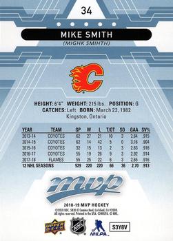 2018-19 Upper Deck MVP - Factory Set Blue #34 Mike Smith Back