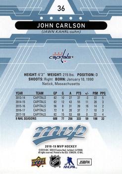 2018-19 Upper Deck MVP - Factory Set Blue #36 John Carlson Back