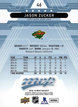 2018-19 Upper Deck MVP - Factory Set Blue #46 Jason Zucker Back