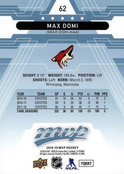 2018-19 Upper Deck MVP - Factory Set Blue #62 Max Domi Back