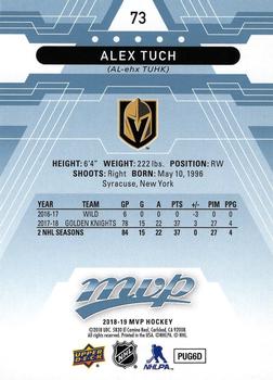 2018-19 Upper Deck MVP - Factory Set Blue #73 Alex Tuch Back