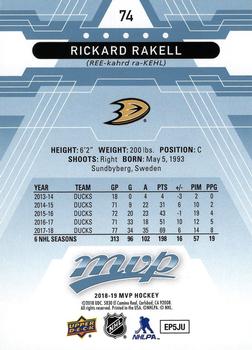 2018-19 Upper Deck MVP - Factory Set Blue #74 Rickard Rakell Back