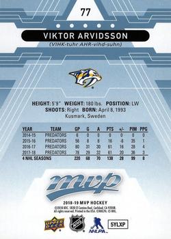 2018-19 Upper Deck MVP - Factory Set Blue #77 Viktor Arvidsson Back