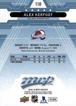 2018-19 Upper Deck MVP - Factory Set Blue #118 Alex Kerfoot Back