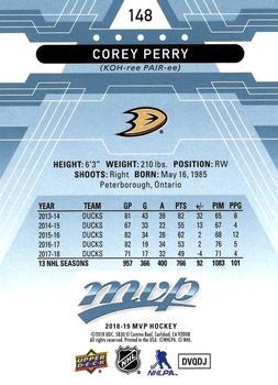 2018-19 Upper Deck MVP - Factory Set Blue #148 Corey Perry Back