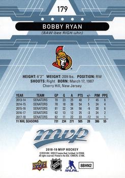 2018-19 Upper Deck MVP - Factory Set Blue #179 Bobby Ryan Back