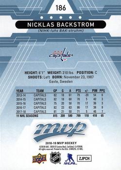 2018-19 Upper Deck MVP - Factory Set Blue #186 Nicklas Backstrom Back