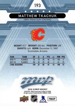 2018-19 Upper Deck MVP - Factory Set Blue #193 Matthew Tkachuk Back