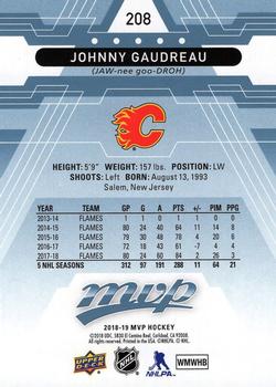 2018-19 Upper Deck MVP - Factory Set Blue #208 Johnny Gaudreau Back