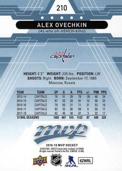 2018-19 Upper Deck MVP - Factory Set Blue #210 Alex Ovechkin Back