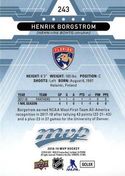 2018-19 Upper Deck MVP - Factory Set Blue #243 Henrik Borgstrom Back