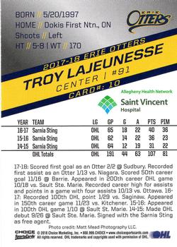 2017-18 Choice Erie Otters (OHL) #10 Troy Lajeunesse Back