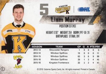 2017-18 Extreme Kingston Frontenacs OHL #2 Liam Murray Back