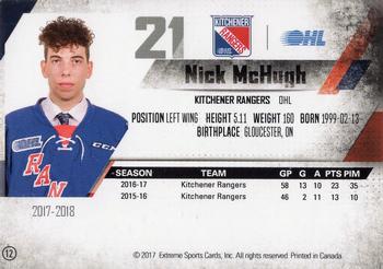 2017-18 Extreme Kitchener Rangers (OHL) #12 Nicholas McHugh Back