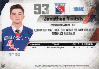 2017-18 Extreme Kitchener Rangers (OHL) #23 Jonathan Yantsis Back