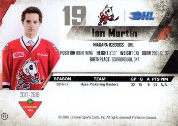 2017-18 Extreme Niagara IceDogs (OHL) #11 Ian Martin Back