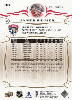 2018-19 Upper Deck - Silver Foil #80 James Reimer Back