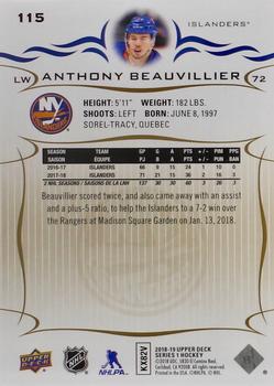 2018-19 Upper Deck - Silver Foil #115 Anthony Beauvillier Back