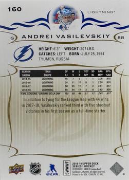 2018-19 Upper Deck - Silver Foil #160 Andrei Vasilevskiy Back