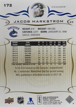 2018-19 Upper Deck - Silver Foil #172 Jacob Markstrom Back
