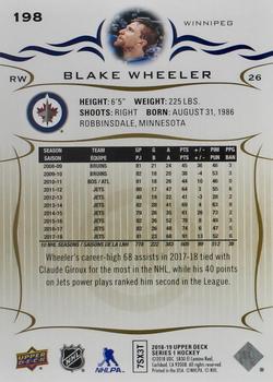 2018-19 Upper Deck - Silver Foil #198 Blake Wheeler Back