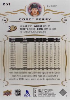 2018-19 Upper Deck - Silver Foil #251 Corey Perry Back