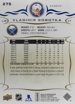 2018-19 Upper Deck - Silver Foil #275 Vladimir Sobotka Back