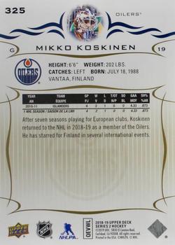 2018-19 Upper Deck - Silver Foil #325 Mikko Koskinen Back