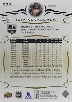 2018-19 Upper Deck - Silver Foil #335 Ilya Kovalchuk Back