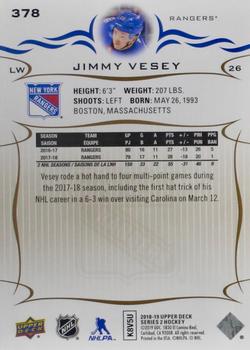 2018-19 Upper Deck - Silver Foil #378 Jimmy Vesey Back