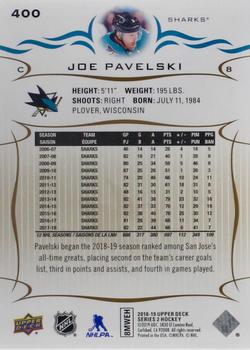 2018-19 Upper Deck - Silver Foil #400 Joe Pavelski Back
