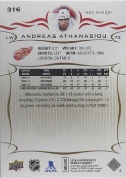 2018-19 Upper Deck - Speckled Rainbow Foil #316 Andreas Athanasiou Back
