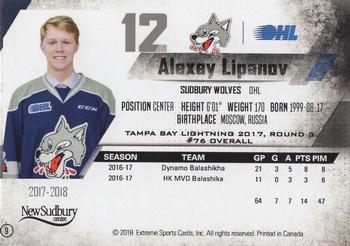 2017-18 Extreme Sudbury Wolves (OHL) #9 Alexei Lipanov Back
