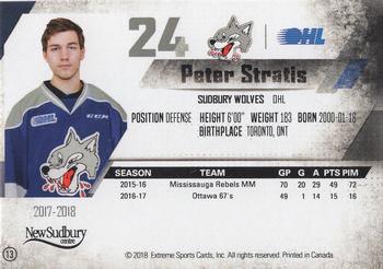 2017-18 Extreme Sudbury Wolves (OHL) #13 Peter Stratis Back