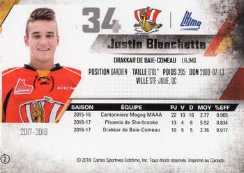 2017-18 Extreme Baie-Comeau Drakkar QMJHL #2 Justin Blanchette Back