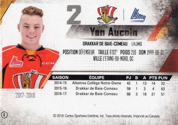 2017-18 Extreme Baie-Comeau Drakkar QMJHL #4 Yan Aucoin Back