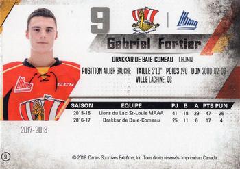 2017-18 Extreme Baie-Comeau Drakkar QMJHL #9 Gabriel Fortier Back