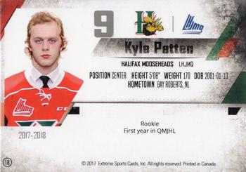 2017-18 Extreme Halifax Mooseheads QMJHL #18 Kyle Petten Back