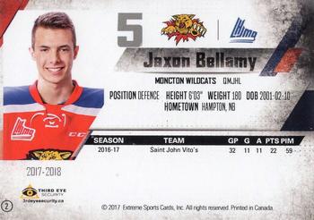 2017-18 Extreme Moncton Wildcats (QMJHL) #2 Jaxon Bellamy Back